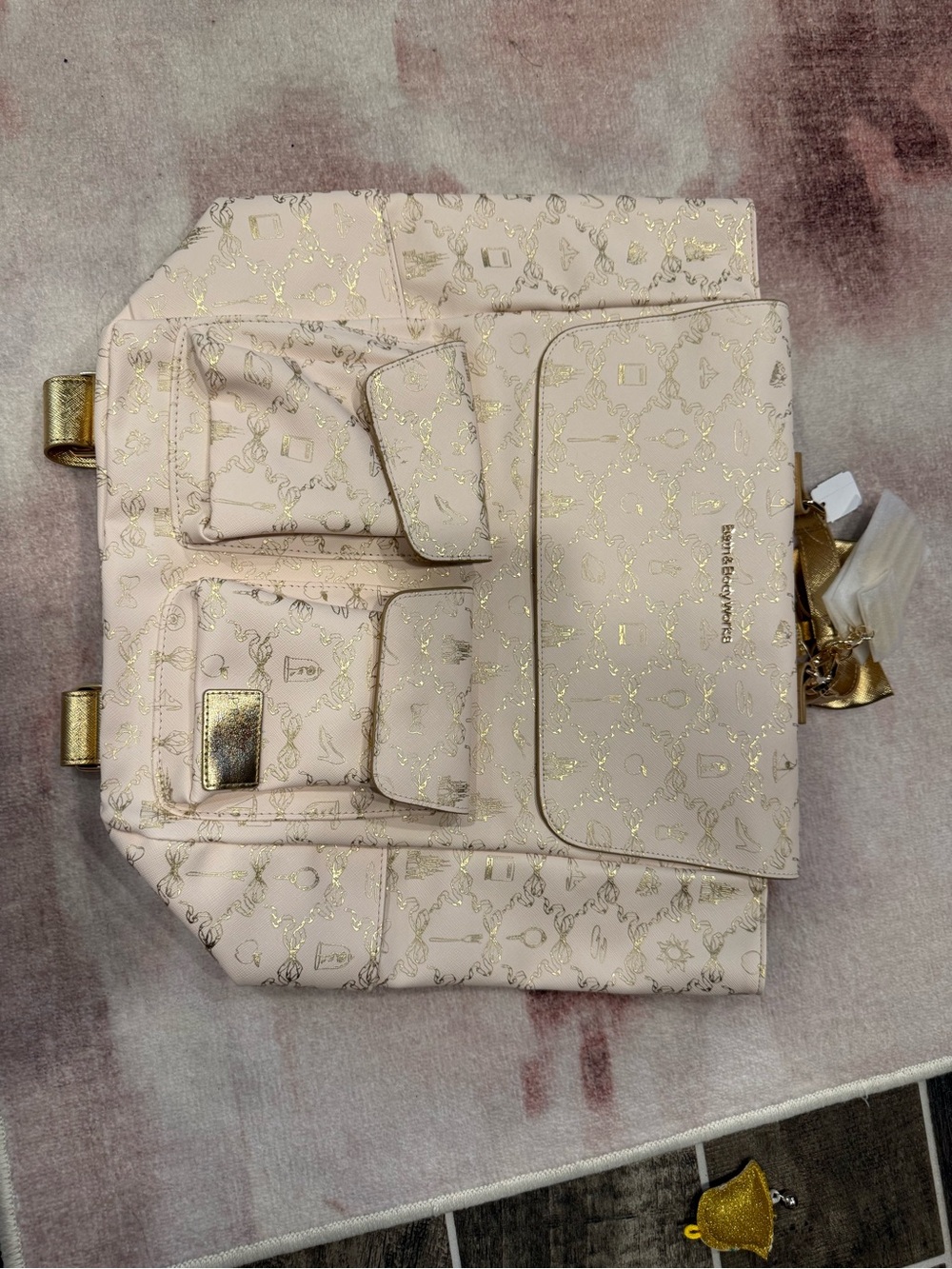 Bath & Body Works Light Pink Backpack with Gold Accents